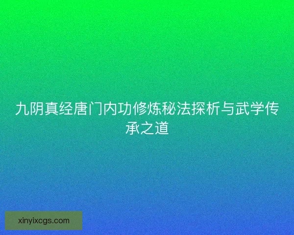 九阴真经唐门内功修炼秘法探析与武学传承之道