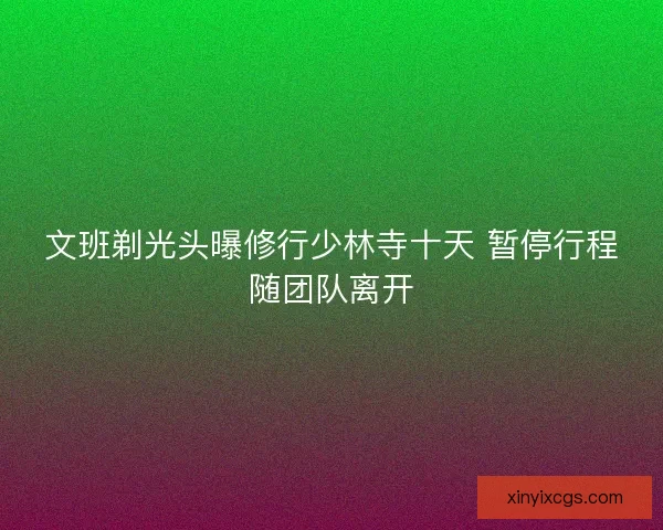 文班剃光头曝修行少林寺十天 暂停行程随团队离开